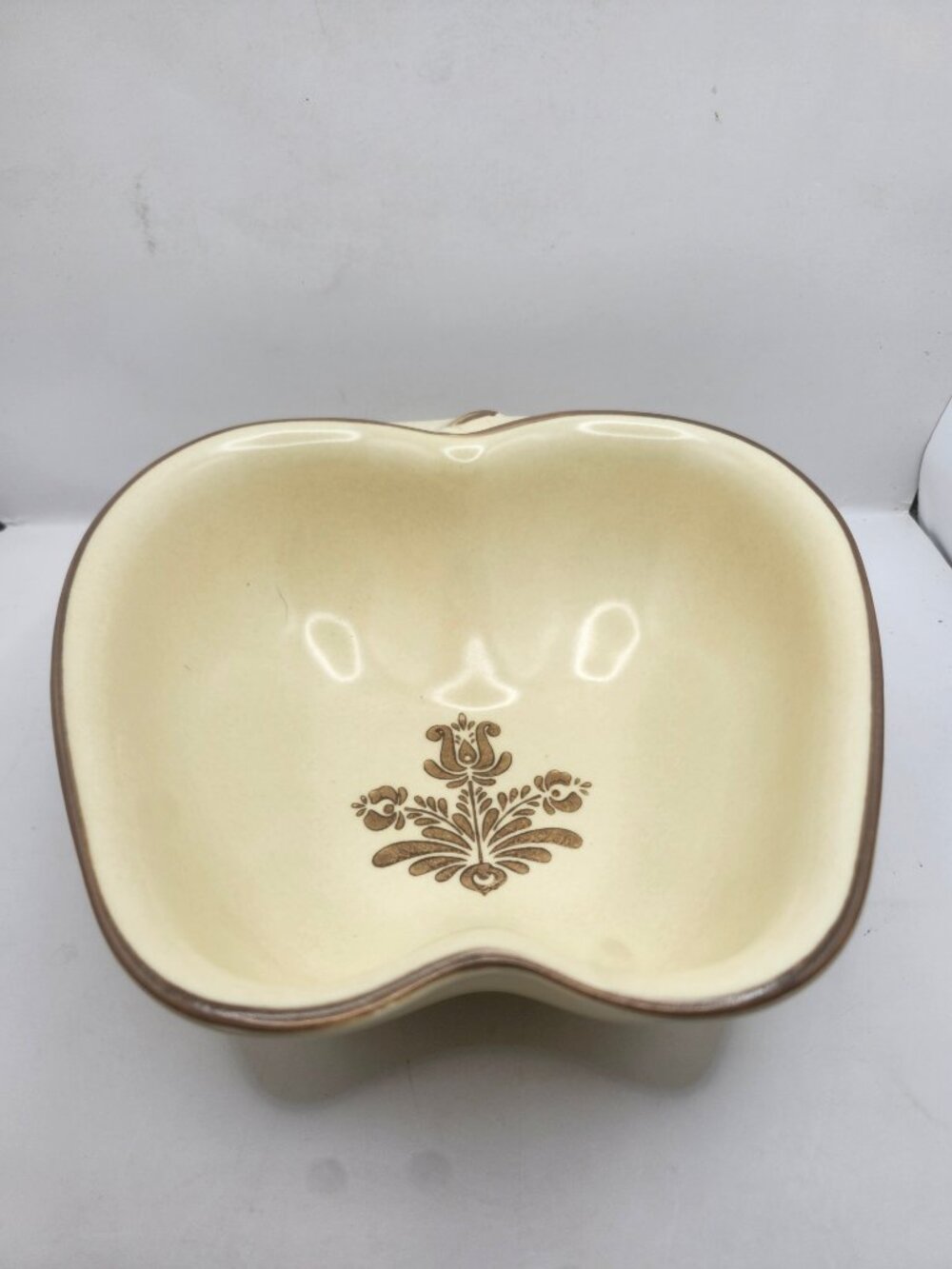 Vintage Pfaltzgraff China Apple Shaped Serving Bowl in Village Pattern